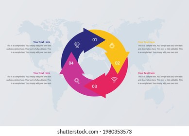 Círculo gráfico circular gráfico gráfico circular con 4 opciones de imagen vectorial