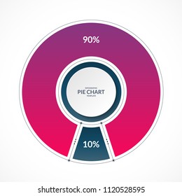 Infographic pie chart circle in thin line flat style. Share of 90 and 10 percent. Vector illustration