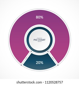 Infographic pie chart circle in thin line flat style. Share of 80 and 20 percent. Vector illustration