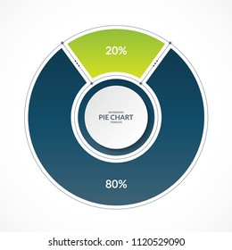 Infographic pie chart circle in thin line flat style. Share of 20 and 80 percent. Vector illustration