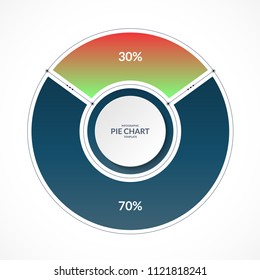 Infographic pie chart circle in thin line flat style. Share of 30 and 70 percent. Vector illustration.