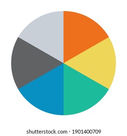 Infographic pie chart. Cycle presentation diagram 6 section. Vector isolated on white background .