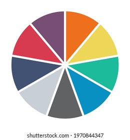 Infographic pie chart. Cycle presentation diagram 9 section. Vector isolated on white background .