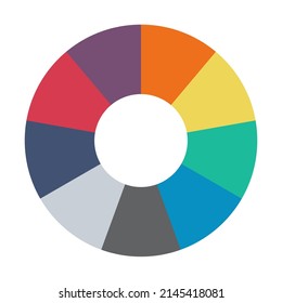 Infographic pie chart. Cycle presentation diagram 9 section. Vector isolated on white background .