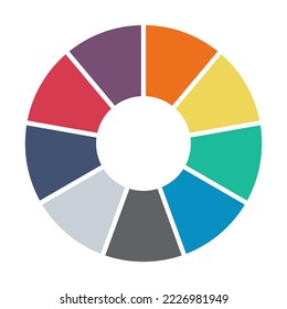 Infographic pie chart. Cycle presentation diagram 9 section. Vector isolated on white background .