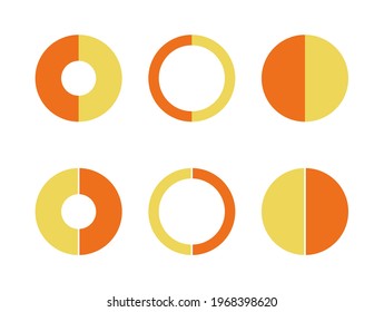 Infographic pie chart set. Cycle presentation diargam of collection 2 section. Vector isolated on white background .