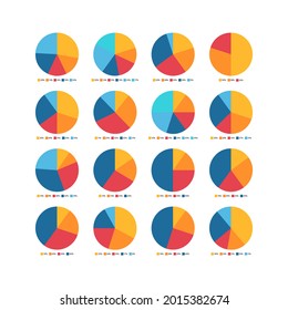 Infographic pie chart set. Vector illustration. Colorful diagram collection for infographic on white background.