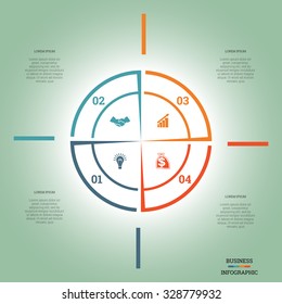 Infographic Pie chart template colourful circle from lines with text areas on four positions