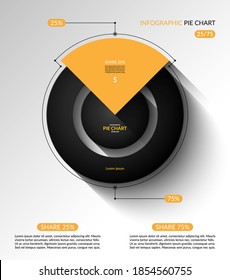 Infographic pie chart template. Share of 25 and 75 percent. Vector illustration