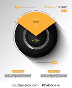 Infographic pie chart template. Share of 30 and 70 percent. Vector illustration