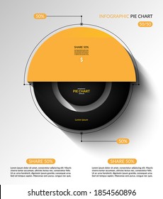 Infographic pie chart template. Share of 50 percent. Vector illustration
