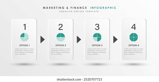 Infografik mit Tortendiagramm.  Vektor Infografik Template Design mit 4 Optionen oder Schritten. Kann für Prozessdiagramme, Präsentationen, Workflow-Layouts, Banner verwendet werden.