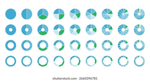 Infográfico Pie Chart Vetores.  Diagramas Circulares, Segmentos Coloridos e Ícones de Análise Comercial. Diagrama de gráfico de pizza definido Circular gráfico de pizza