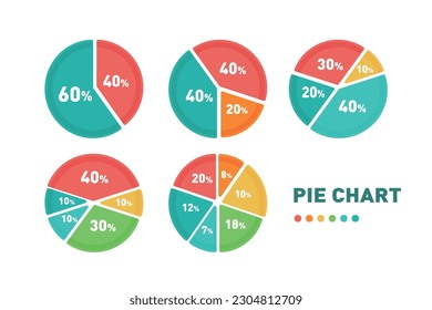 Juego de gráficos de tarta infográfica.Plantilla circular de rompecabezas isométrico infográfico.informe, análisis de negocio, datos 