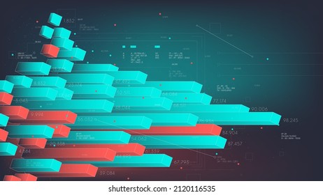 Infographic pillars, statistical data analysis and processing, vector business illustration, Futuristic analytic technologies digital databases