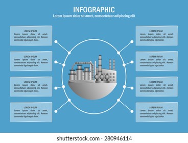Infographic with plant and 8 options. Vector illustration for business documents, posters, presentations, banners, placards etc