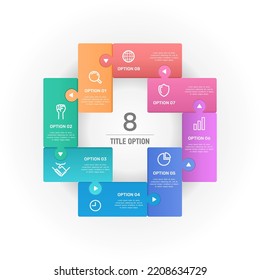Infographic plus jigsaw puzzles 8 options. Vector illustration