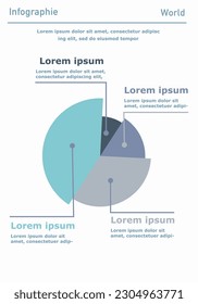 Afiche o pancarta infográfico. Gráfico con subtítulos y texto. Informe comercial o presentación. Investigación anual de marketing y trabajo con estadísticas, visualización. Ilustración vectorial plana