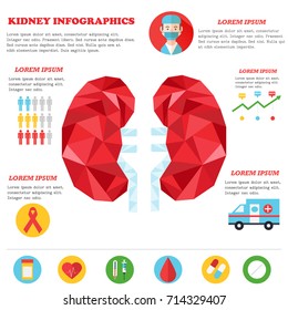 Infographic poster with kidney illustration and medical icons