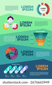Cartaz infográfico para apresentação visual de design moderno, conjunto completo com informações passo. Eps. de ilustração de vetor	
