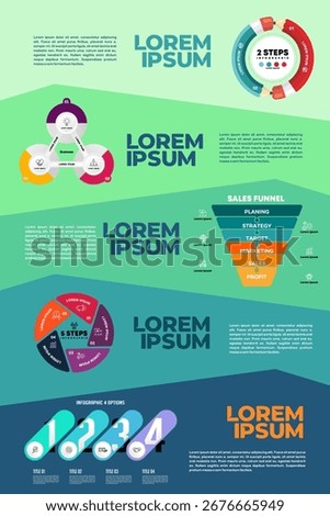 Infographic poster for modern design visual presentation, complete set with step info. Vector illustration eps.	