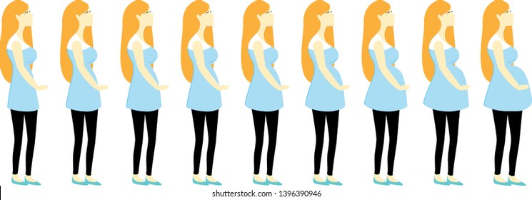 Infographic Pregnant Woman Different Period Pregnancy Stock Vector