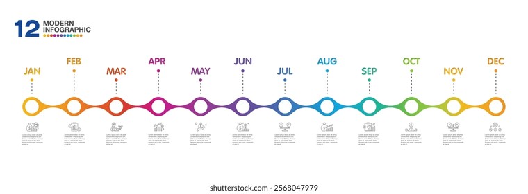 Infographic for presentation 12 months in 4 quarter can used for workflow layout, process diagram, flow chart.