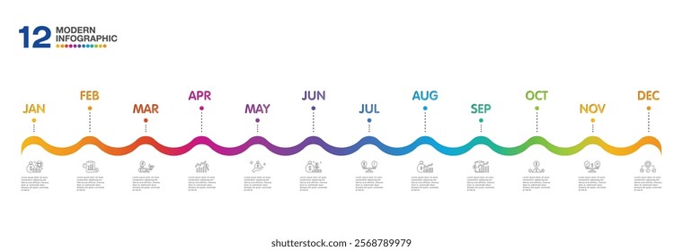 Infographic for presentation 12 months in 4 quarter can used for workflow layout, process diagram, flow chart.