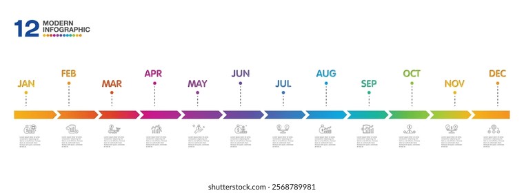 Infographic for presentation 12 months in 4 quarter can used for workflow layout, process diagram, flow chart.