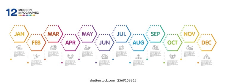 Infographic for presentation 12 months in 4 quarter can used for workflow layout, process diagram, flow chart.