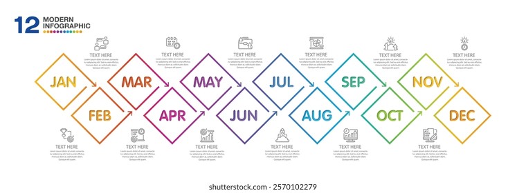 Infographic for presentation 12 months in 4 quarter can used for workflow layout, process diagram, flow chart.