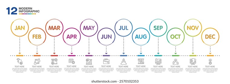 Infographic for presentation 12 months in 4 quarter can used for workflow layout, process diagram, flow chart.