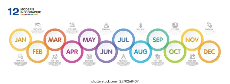 Infographic for presentation 12 months in 4 quarter can used for workflow layout, process diagram, flow chart.