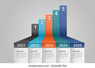 Infographic presentation 5 years of data company. Infographic 5 options. An infographic showing company growth. Vector Illustration.