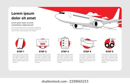 Una presentación infográfica de la industria de la aviación en un tema de color plano