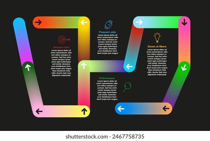 Presentación infográfica con iconos de línea de adiciones de color - Vector