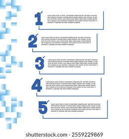 Infographic and presentation element pixel design of the number top five list template.