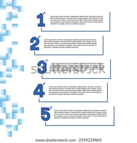 Infographic and presentation element pixel design of the number top five list template.