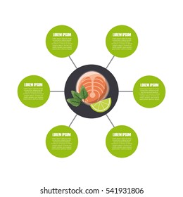 infographic presentation of food with fish and lemon icon. colorful design. vector illustration