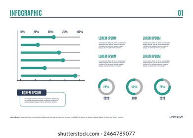 Infographic presentation slide page template. Business data statistic illsutration. Marketing and advertising flyer, brochure, web print, annual report