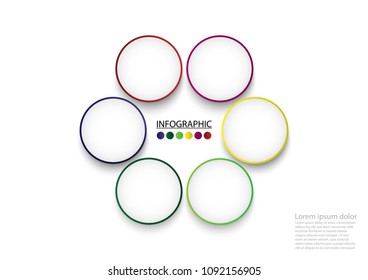 infographic presentation template with 6 circle and blank space