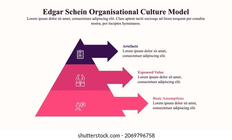 Infographic presentation template of Edgar Schein organizational culture model. 