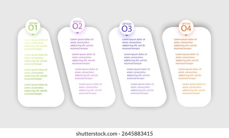 Plantilla de presentación infográfica con cuatro opciones y flechas