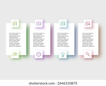 Modelo de apresentação infográfica com quatro opções Formato de vetor