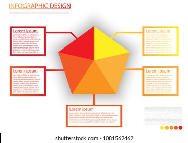 infographic presentation template with pentagon shape, 5 options