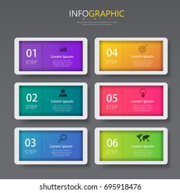 Infographic presentation template,3D Business concept with 6 steps or processes, can be used for workflow layout, diagram, annual report, web design.Creative banner,label vector