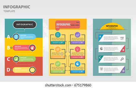 Infographic for presentations flat design, set 3 packs infograph and business icons