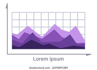 Infographic presenting line graph displaying various trends over time. Different shades of purple representing distinct data points