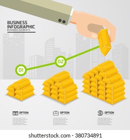 infographic up price for gold concept on white background. price gold up. business concept.
