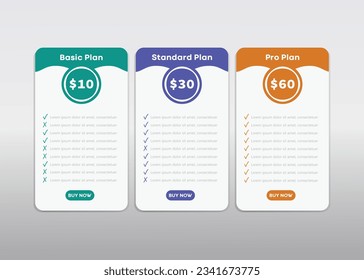 Infographic Pricing Plan A minimalist pricing plan comparison chart for web and mobile interface
